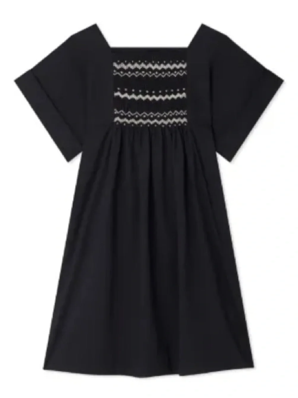 Bonpoint Paysanne Dress Girls 10Y Black Smocked Embroidered Lightweight Cotton
